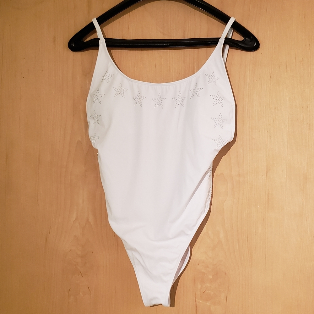 VS Pink Studded High Leg One Piece Bathing Suit